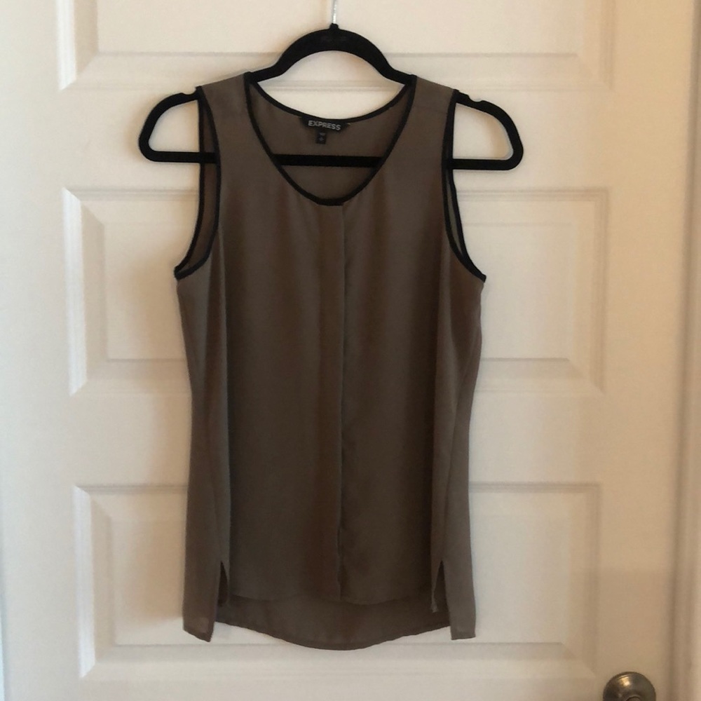 Mushroom Olive Sleeveless Blouse - Work Wear!
